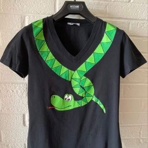 Moschino Cheap and Chic  Snake Printed Black Short Sleeves  T-Shirt  Size Small